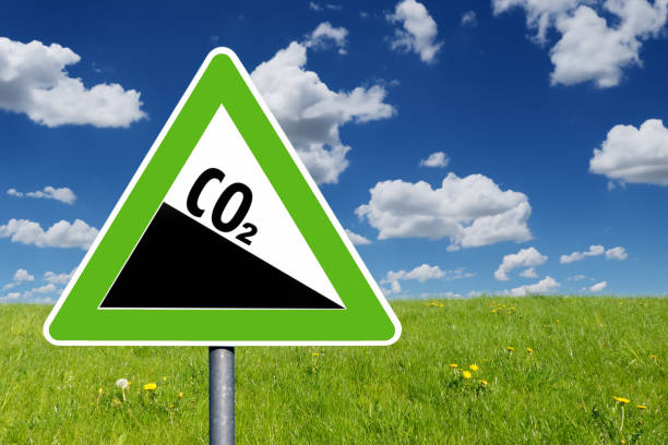 CO2 Emission Reduction Sign Green Triangular Shape