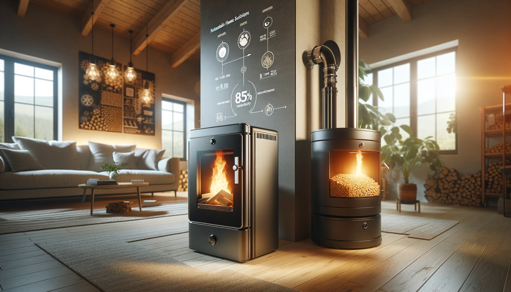 High-efficiency wood pellet stoves and boilers