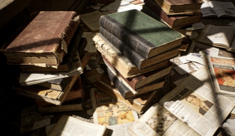 discarded books and magazines